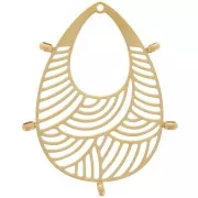 Pendenti a goccia 32x25 mm - 5 anelli chiusi - Acciaio inossidabile 316L Oro x2