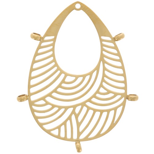 Pendenti a goccia 32x25 mm - 5 anelli chiusi - Acciaio inossidabile 316L Oro x2