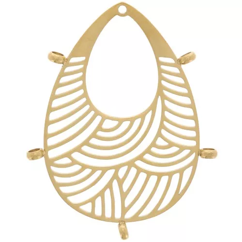 Pendenti a goccia 32x25 mm - 5 anelli chiusi - Acciaio inossidabile 316L Oro x2