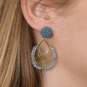 Pendenti a goccia 32x25 mm - 5 anelli chiusi - Acciaio inossidabile 316L Oro x2