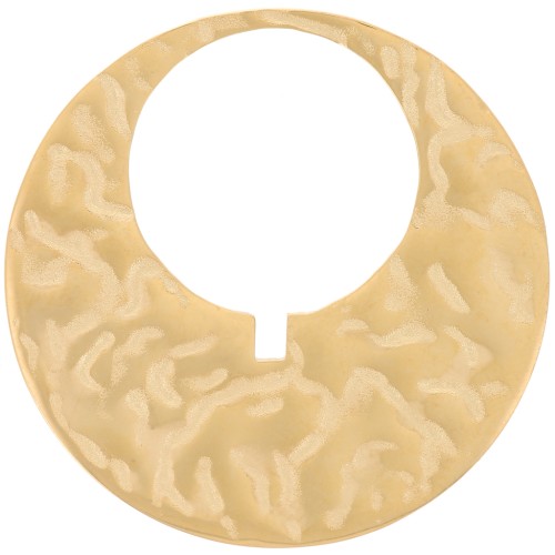 Pendente cerchio cavo martellato da 30 mm - Acciaio inossidabile 316L oro x1