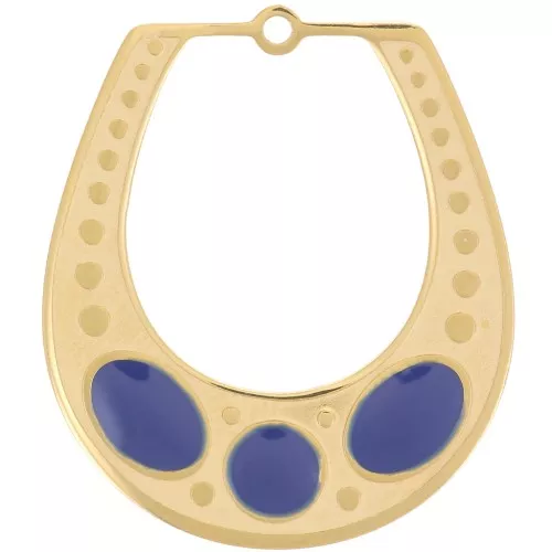 Pendente 25x21 mm con resina epossidica - Acciaio inossidabile 316L Oro - Blu