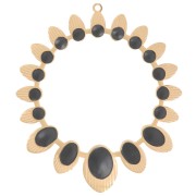 Pendente etnico scavato in resina epossidica da 34 mm - Acciaio inossidabile 304 Dorato - Nero