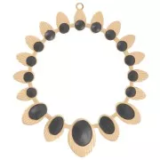 Pendente etnico scavato in resina epossidica da 34 mm - Acciaio inossidabile 304 Dorato - Nero