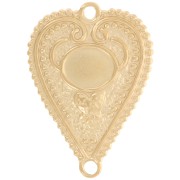 Distanziatore a cuore lavorato 29x21 mm per cabochon 8x6 mm Acciaio inox 316L oro