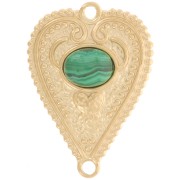 Distanziatore a cuore lavorato 29x21 mm per cabochon 8x6 mm Acciaio inox 316L oro