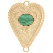 Distanziatore a cuore lavorato 29x21 mm per cabochon 8x6 mm Acciaio inox 316L oro