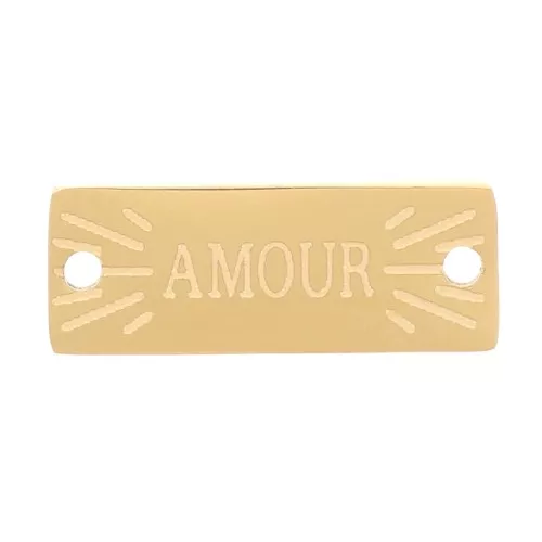 Distanziatore rettangolare 13x5mm -Design Love - Acciaio inossidabile 316L oro x1