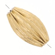 Perla olivacea striata 10x6 mm - Godron - Acciaio inossidabile 304L Dorato x1