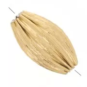 Perla olivacea striata 10x6 mm - Godron - Acciaio inossidabile 304L Dorato x1
