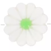 Perla Fiore Margherita 12 mm - Bianco - Verde x1