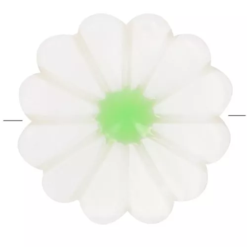 Perla Fiore Margherita 12 mm - Bianco - Verde x1