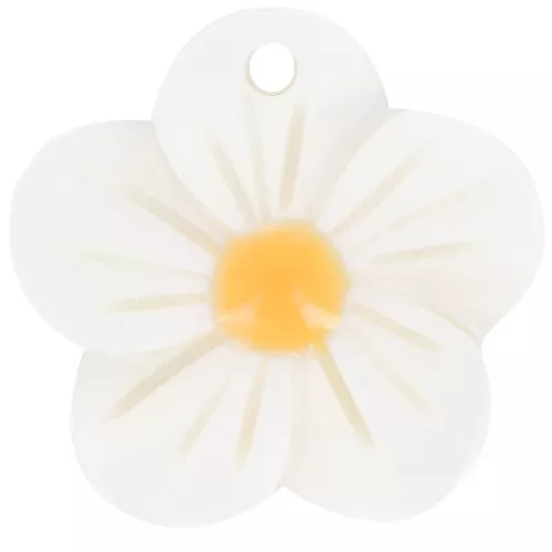 Pendente forma di fiore di margherita in madreperla 20 mm - Naturale Arancione x1