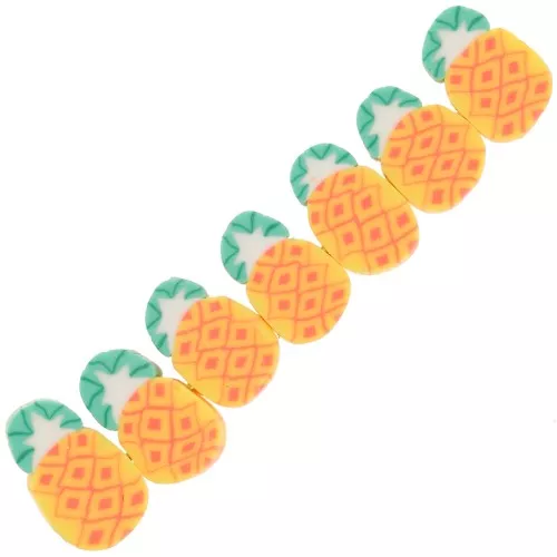 Perline ananas - pasta polimerica 11x7,5 mm - Arancione - Verde x4