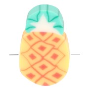 Perline ananas - pasta polimerica 11x7,5 mm - Arancione - Verde x4