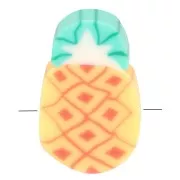 Perline ananas - pasta polimerica 11x7,5 mm - Arancione - Verde x4