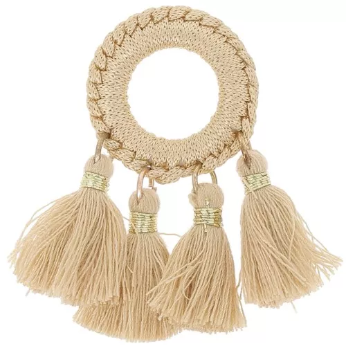 Pendente con pompons in policotone 47x25 mm - Camel - Oro x1