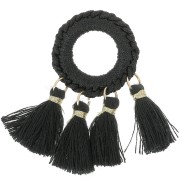 Pendente pompon in policotone 47x25 mm - Nero - Oro x1