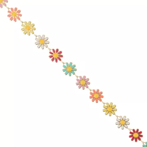 Catena a margherita 10 mm in resina epossidica Acciaio inox 304 Oro - Multicolore x1m