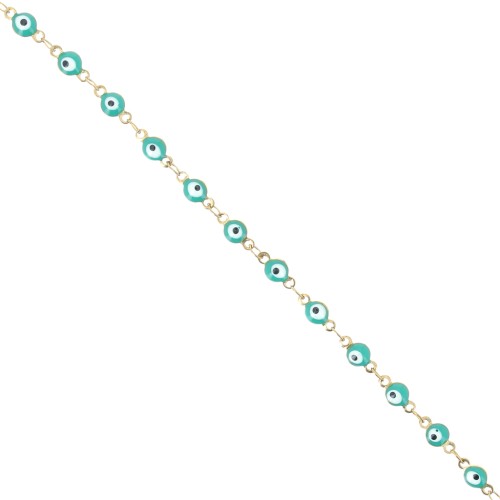 Catena con occhiello in epossidica 4,5 mm Acciaio inox 304 Oro - V. Turchese x1m