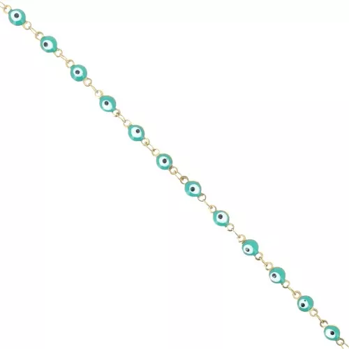 Catena con occhiello in epossidica 4,5 mm Acciaio inox 304 Oro - V. Turchese x1m
