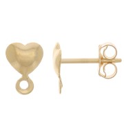 Orecchini perno a cuore 7x5 mm con anello chiuso - Gold Filled x2