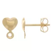 Orecchini perno a cuore 7x5 mm con anello chiuso - Gold Filled x2