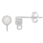 Orecchini perno 4,5 mm con ossido di zirconio - Argento 925 - Cristallo x2