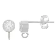 Orecchini perno 4,5 mm con ossido di zirconio - Argento 925 - Cristallo x2
