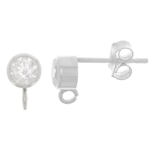 Orecchini perno 4,5 mm con ossido di zirconio - Argento 925 - Cristallo x2