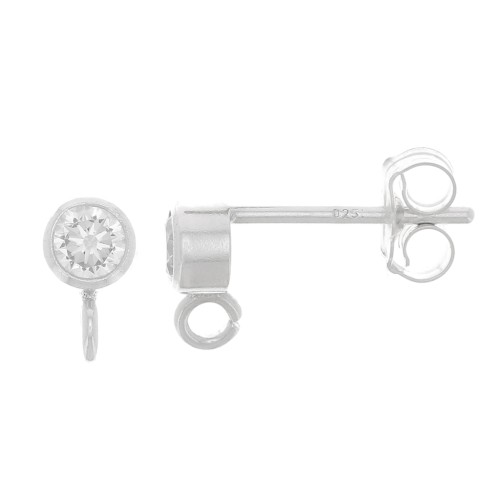 Orecchini perno 3,5 mm con ossido di zirconio - Argento 925 - Cristallo x2
