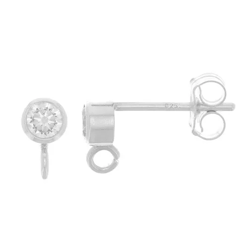 Orecchini perno 3,5 mm con ossido di zirconio - Argento 925 - Cristallo x2