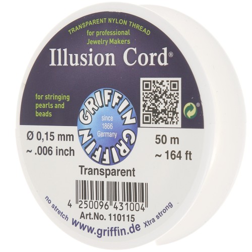 Filo di nylon invisibile 0,15 mm - illusion cord- Griffin - Trasparente x50m