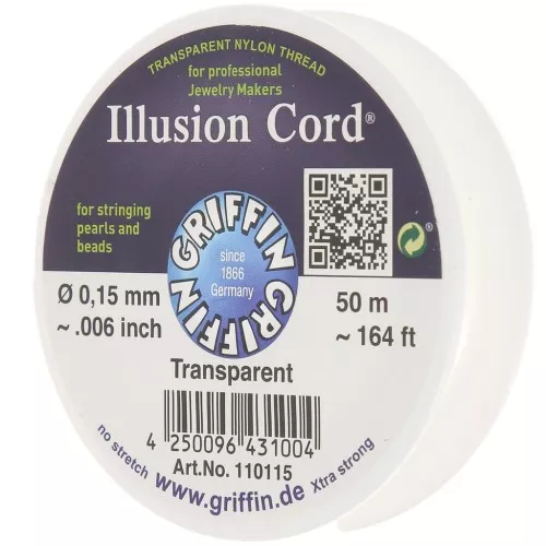 Filo di nylon invisibile 0,15 mm - illusion cord- Griffin - Trasparente x50m