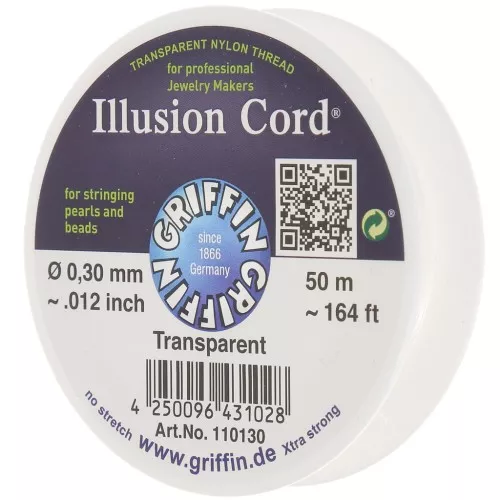 Filo di nylon invisibile 0,30 mm - illusion cord- Griffin - Trasparente x50m