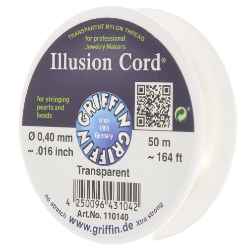 Filo di nylon invisibile 0,40 mm - illusion cord - Griffin - Trasparente x50m