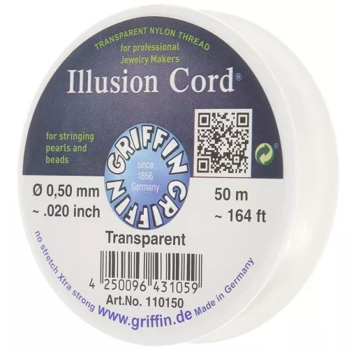Filo di nylon invisibile 0,50 mm - illusion cord - Griffin - Trasparente x50m