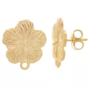 Orecchini fiore 15 mm con anello chiuso - dorato oro fino x2