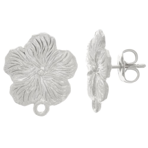 Orecchini fiore 15 mm con anello chiuso - Argento x2