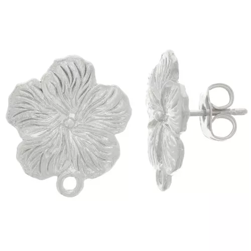 Orecchini fiore 15 mm con anello chiuso - Argento x2