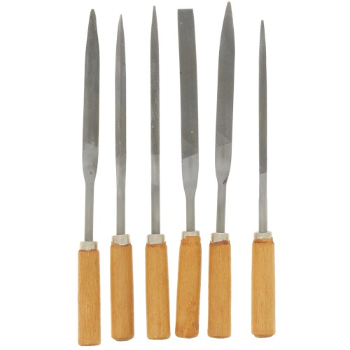 6 lime con manico in legno - grana media - strumenti di gioielleria x1