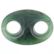 Maglia in acrilico a forma di chicco di caffè 32x23 mm - Verde abete marmorizzato x1