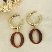 Maglia acrilica ovale 39x34 mm - Marrone marmorizzato x1