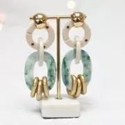 Maglia piatta rotonda in acrilico 31,5 mm - Salmon Marble x1