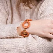 Maglia rotonda piatta in acrilico trasparente 31,5 mm - Cognac x1