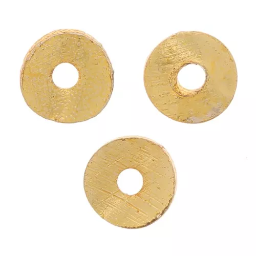 Perline ondulate Heishi effetto spazzolato 4x0,8mm -Dorato x5g circa 65 pezzi.