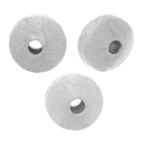 Perle biconi appiattite effetto spazzolato 6x4 mm - Argento x5g circa 15 pezzi