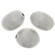 Perline di oliva effetto spazzolato 10x8 mm - Argento x10