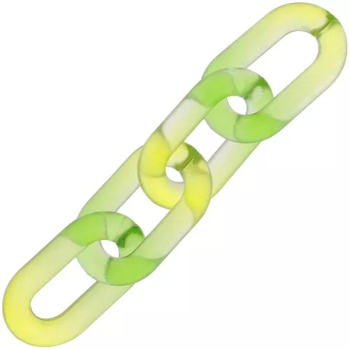 Maglia ovale acrilica 39x23 mm bicolore trasparente - Verde - Giallo x1