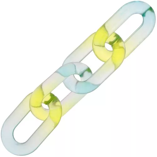 Maglia acrilica ovale 39x23 mm bicolore trasparente - Azzurro - Giallo x1